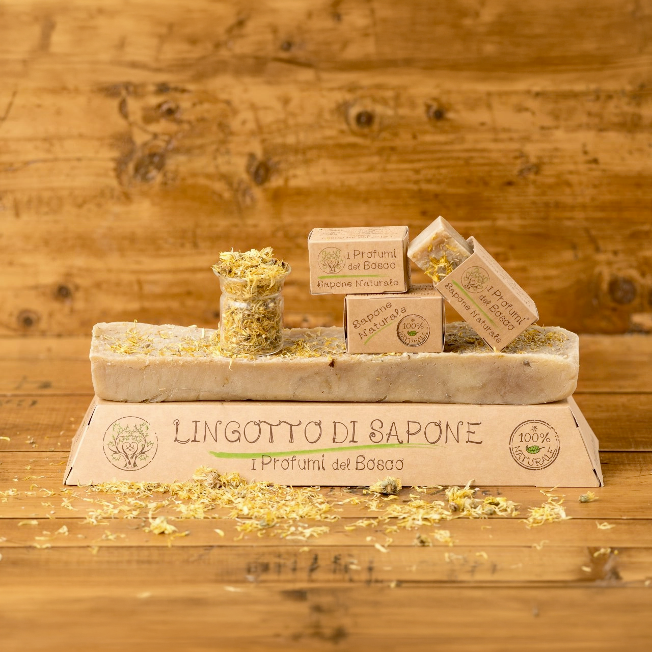 Lingotto di sapone naturale artigianale alla calendula e pesca