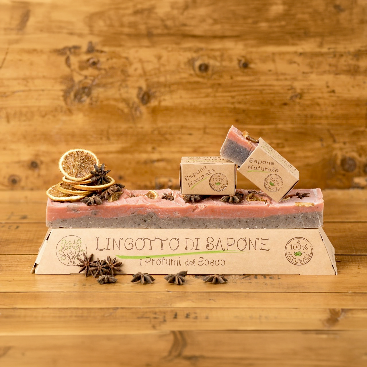 Lingotto di sapone naturale artigianale Arancia e Anice